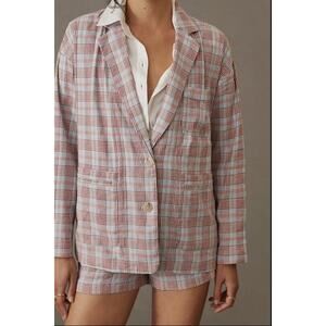 Anthropologie Plaid Blazer in Red and White